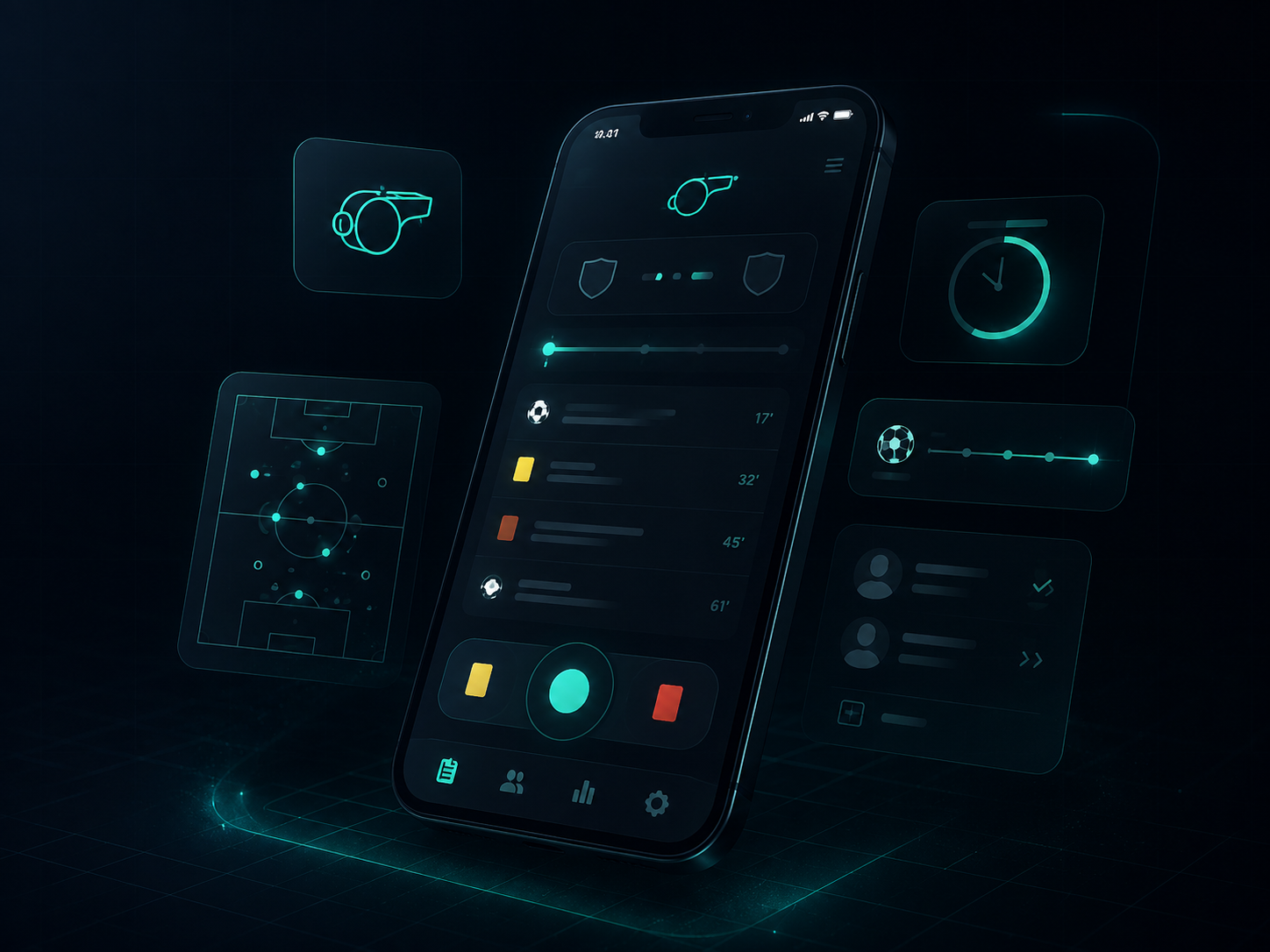 Vista conceptual de la app para árbitros de AppFutbol